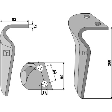 Dent pour herses rotatives, modèle droit - Breviglieri - 0177401