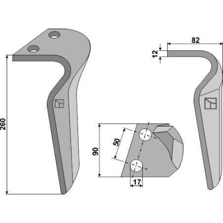 Dent pour herses rotatives, modèle gauche - Breviglieri - 0277401