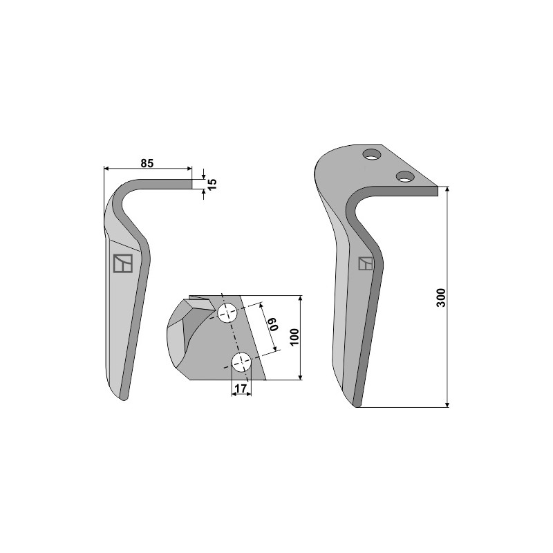 Dent pour herses rotatives, modèle droit - AG000209