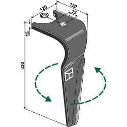 Dent pour herses rotatives, modèle gauche - AG000224