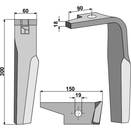Dent pour herses rotatives, modèle droit - Amazone - 954426