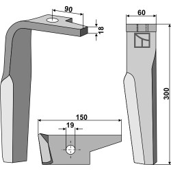 Dent pour herses rotatives, modèle gauche - Amazone - 954427