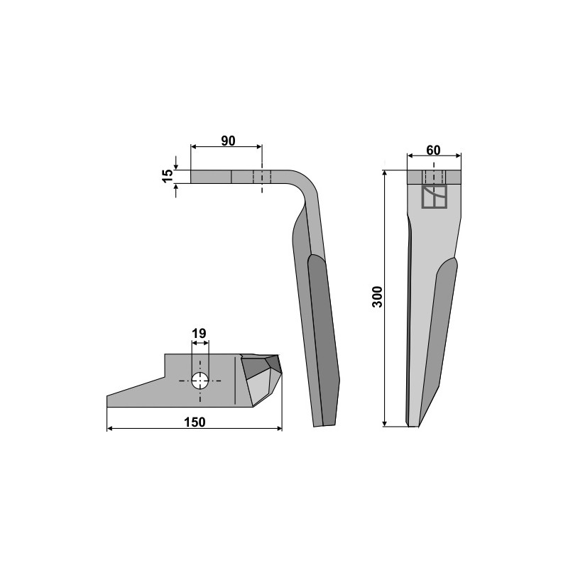 Dent pour herses rotatives, modèle droit - Amazone - 951011 (Alt) - 950788 (Neu)
