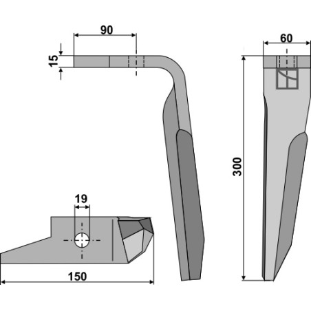 Dent pour herses rotatives, modèle droit - Amazone - 951011 (Alt) - 950788 (Neu)