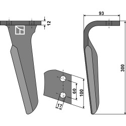 Dent pour herses rotatives, modèle droit - Alpego - D01270