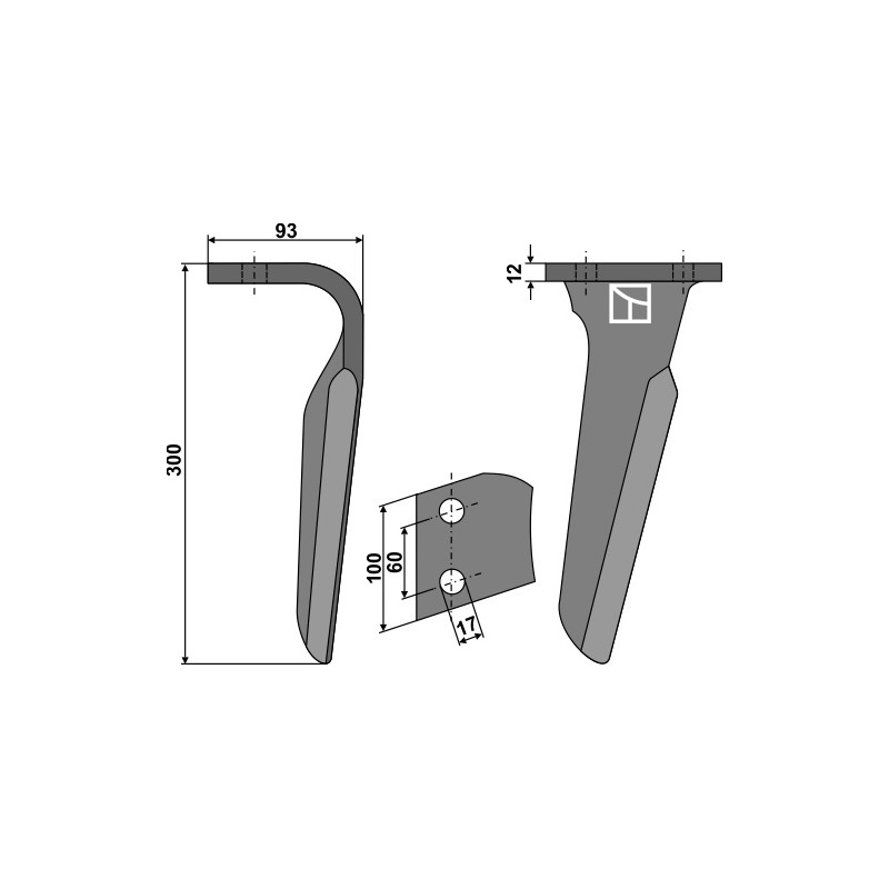 Dent pour herses rotatives, modèle gauche - Alpego - D01271