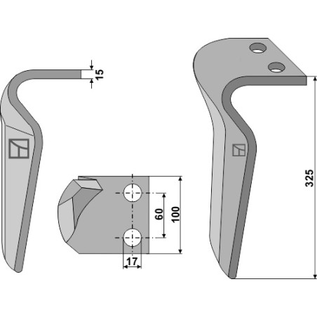 Dent pour herses rotatives, modèle droit - AG000239