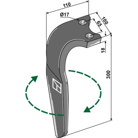 Dent pour herses rotatives, modèle droit - Rabe - 8423.18.01