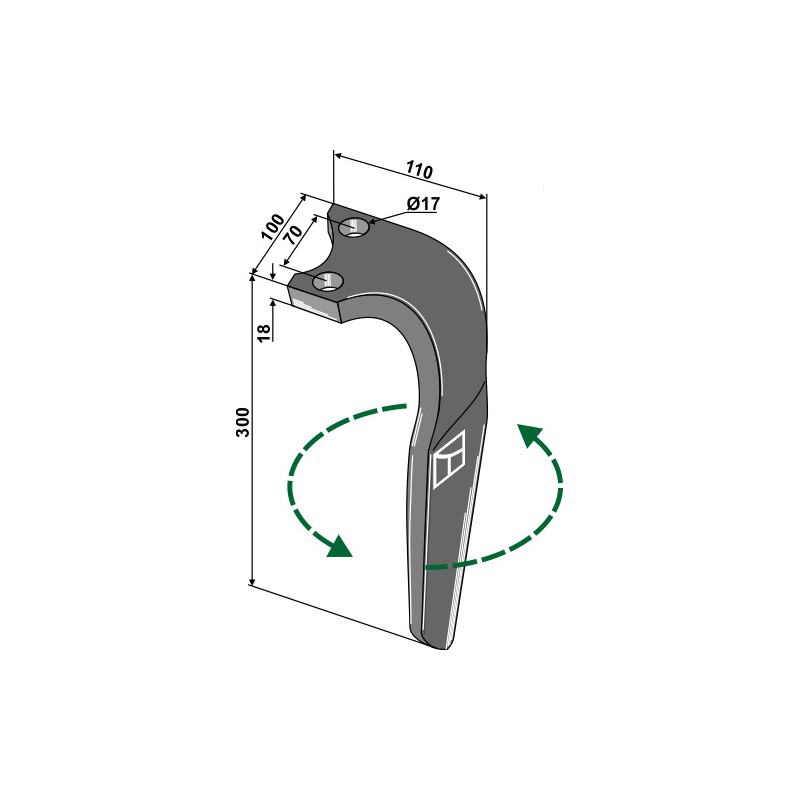 Dent pour herses rotatives, modèle gauche - Rabe - 8423.18.02
