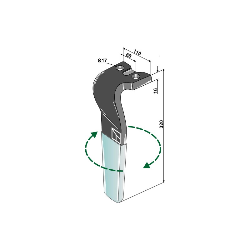 Dent pour herses rotatives (DURAFACE) - modèle droit - Kuhn - 52556400