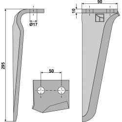 Dent pour herses rotatives, modèle droit - AG000273