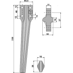 Dent pour herses rotatives, modèle droit - Eberhardt - 300334