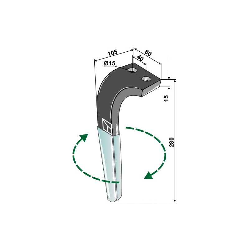 Dent pour herses rotatives (DURAFACE) - modèle droite - Rabe - 8411.62.05