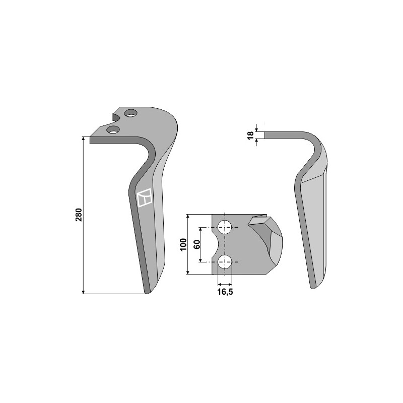Dent pour herses rotatives, modèle gauche - Krone - 0492-603-0