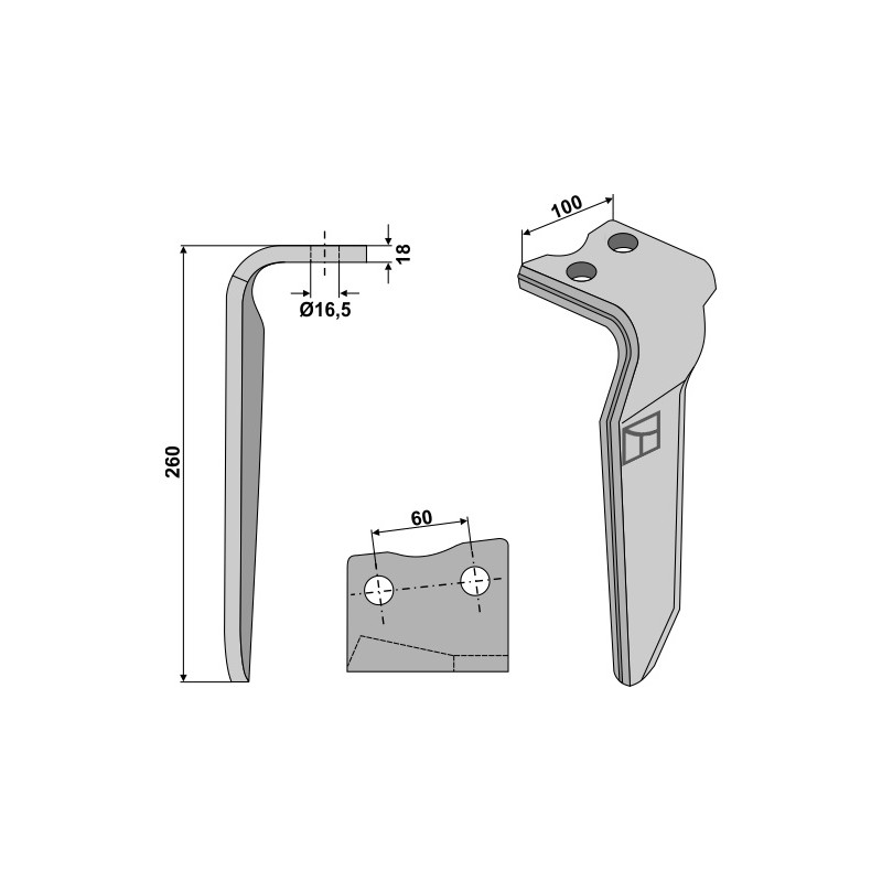 Dent pour herses rotatives, modèle droit - Howard - 185536