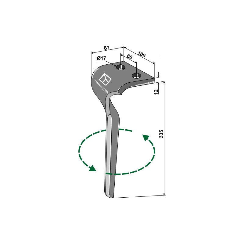 Dent pour herses rotatives, modèle gauche - Maschio / Gaspardo - 36100160