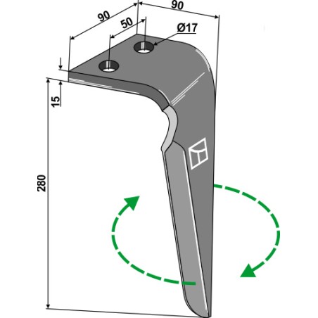 Dent pour herses rotatives, modèle droit - Sicma - 052701