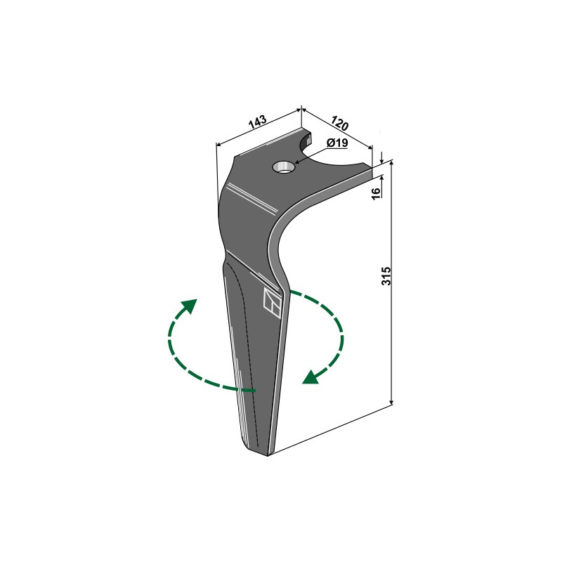 Dent pour herses rotatives, modèle droit - Kuhn - K2500100