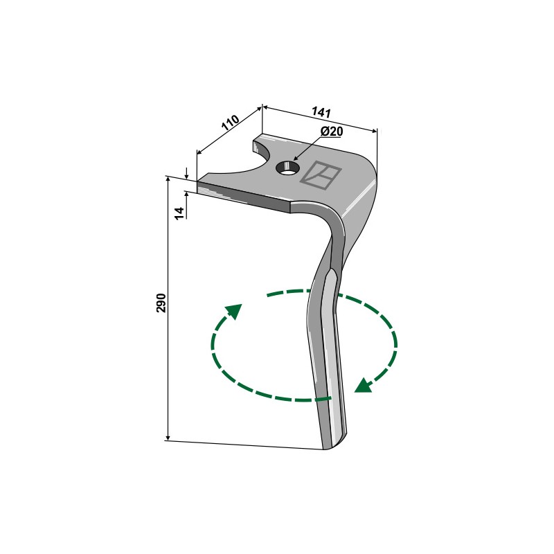 Dent pour herses rotatives, modèle droit - Kuhn - K2500080 - K2500081