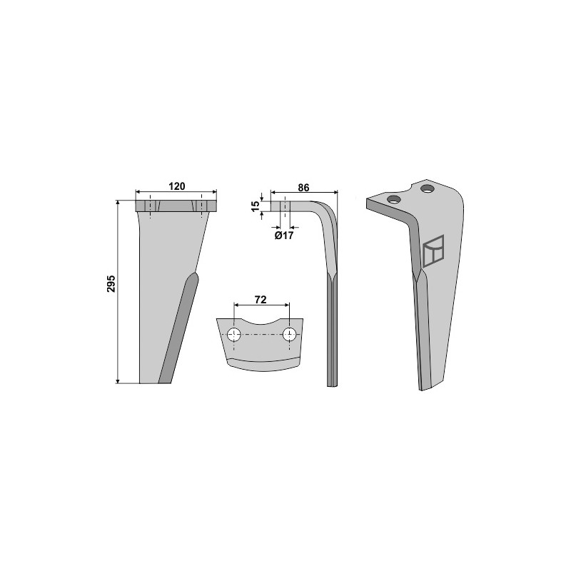 Dent pour herses rotatives, modèle droit - Niemeyer - 034578