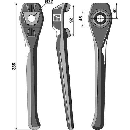 Dent pour herses rotatives, modèle gauche - Lely - 1.1699.0124.0