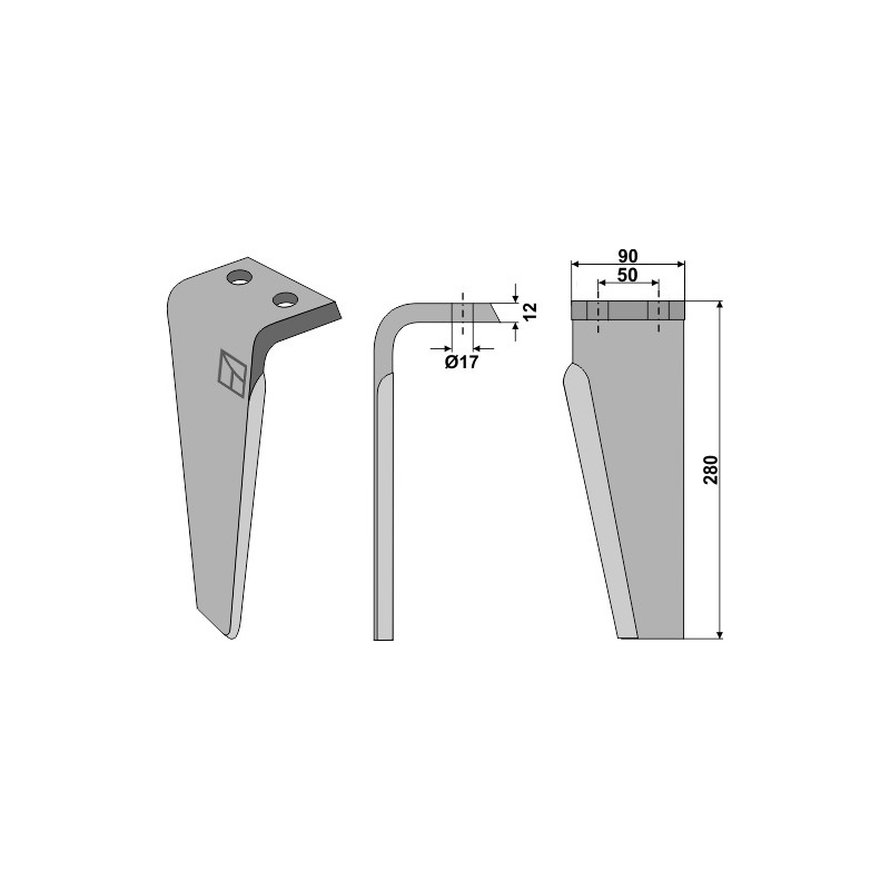Dent pour herses rotatives, modèle gauche - Muratori - 12012400