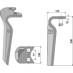 Dent pour herses rotatives, modèle droit - Amazone - 6807400