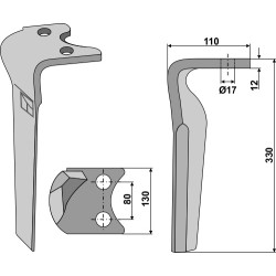 Dent pour herses rotatives, modèle gauche - Amazone - 6808400
