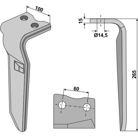 Dent pour herses rotatives, modèle gauche - Howard - 182937