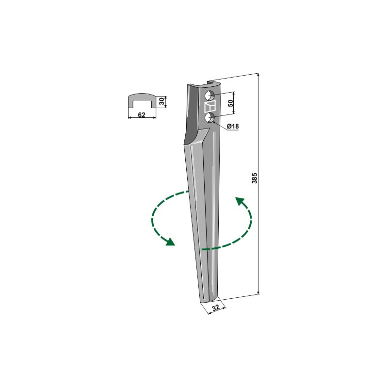 Dent pour herses rotatives, modèle gauche - Eberhardt - 301897