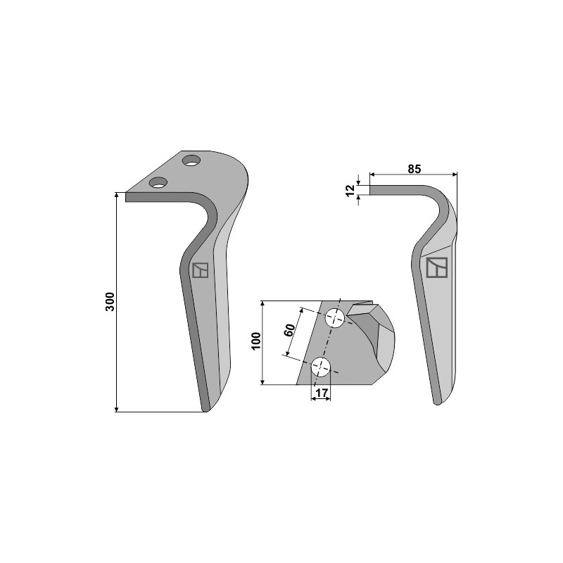 Dent pour herses rotatives, modèle gauche - Breviglieri - 0088311