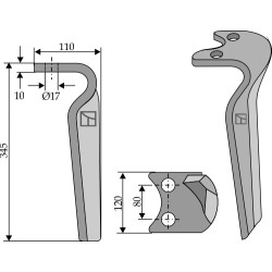 Dent pour herse rotative, modèle gauche - Amazone - 6804400