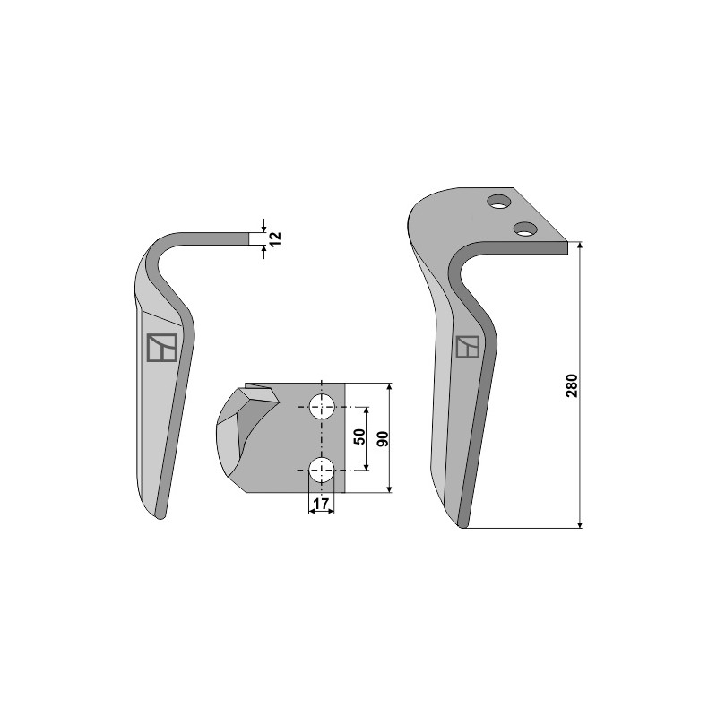 Dent pour herses rotatives, modèle droit - Rau - E44502 (0044502)