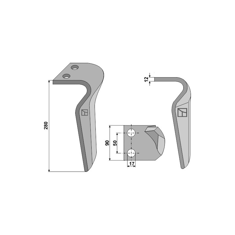 Dent pour herses rotatives, modèle gauche - Rau - E44501 (0044501)