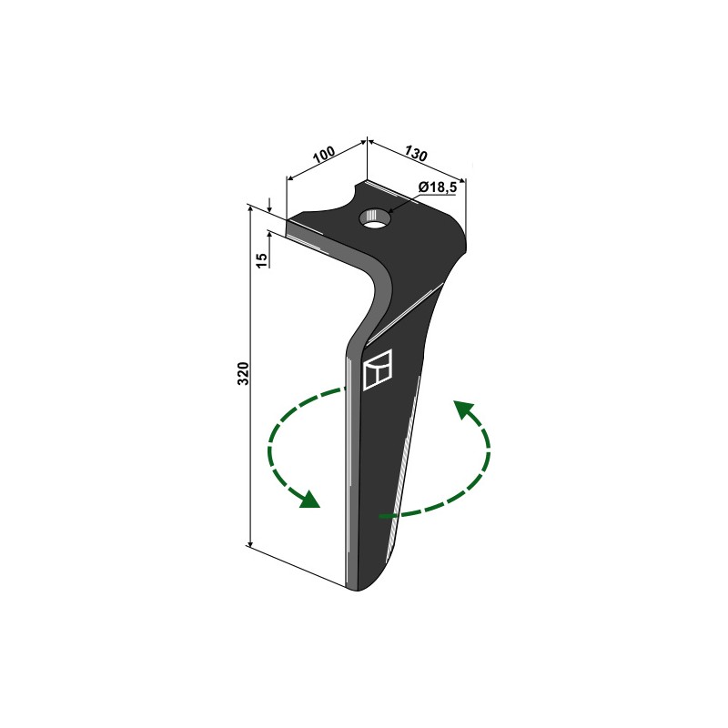 Dent pour herses rotatives, modèle gauche - Kverneland - MA46010151