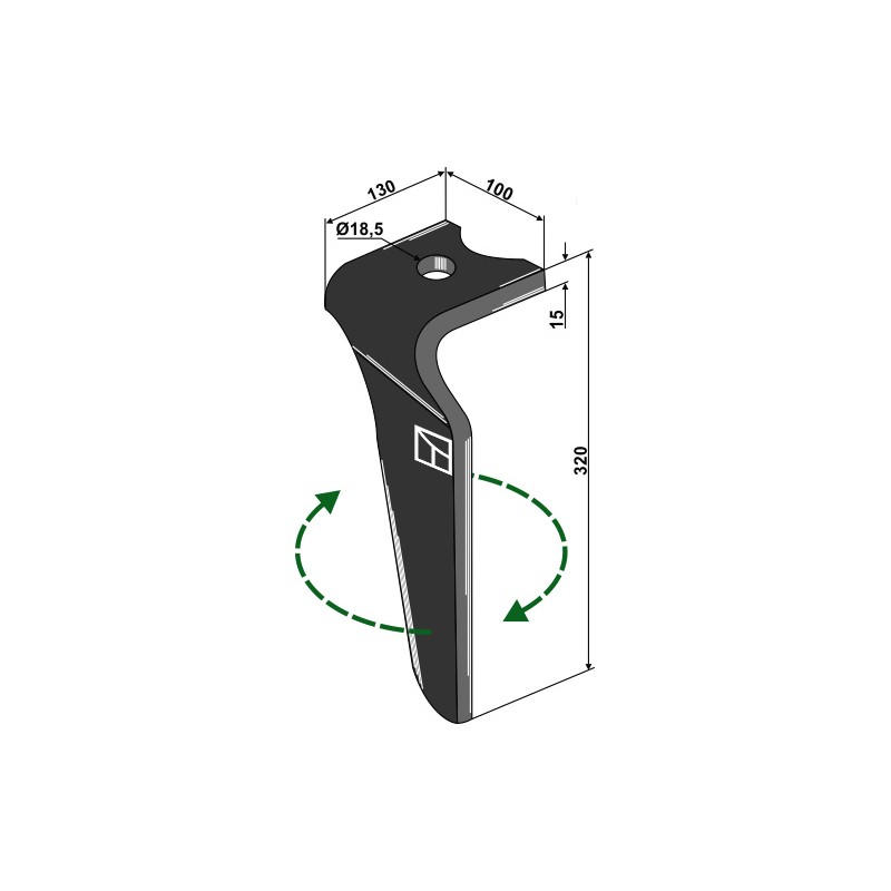 Dent pour herses rotatives, modèle droit - Kverneland - MA46010150