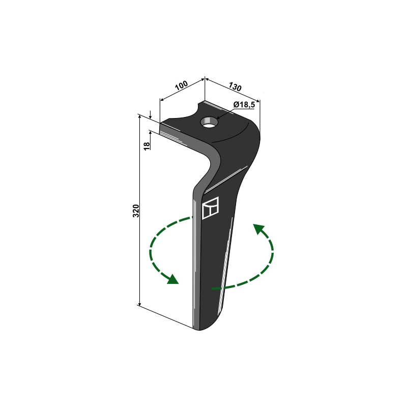 Dent pour herses rotatives, modèle gauche - Kverneland - MA44010151