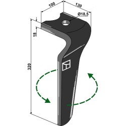 Dent pour herses rotatives, modèle gauche - Maletti - MA44010151