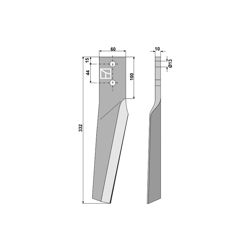 Dent pour herses rotatives, modèle gauche - Maschio / Gaspardo - 10100263