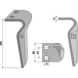 Dent pour herses rotatives, modèle gauche - Maschio / Gaspardo - 27100209
