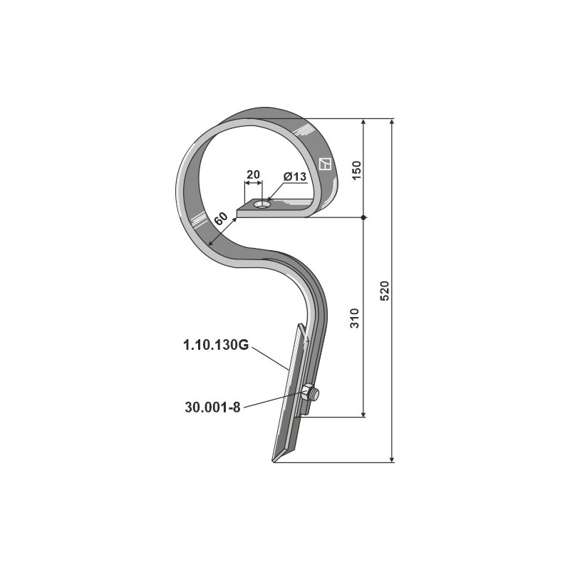 Dent de herse droite - AG004300