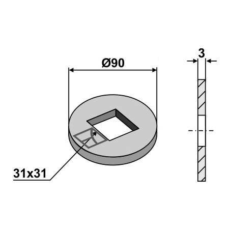 Rondelle de compensation pour arbre carré 28x28 et 30x30 - AG007078