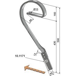 Dent niveleuse, modèle gauche - Kverneland - KW 111099004