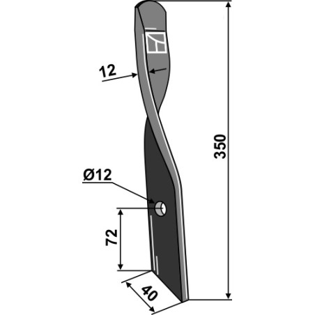 Couteau de herses pour Dyna-Drive, gauche - Bomford - 03961.10