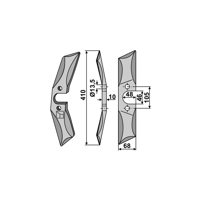 Couteau de herses à bêches rotatives droit en acier au bore, gauche - AG006459