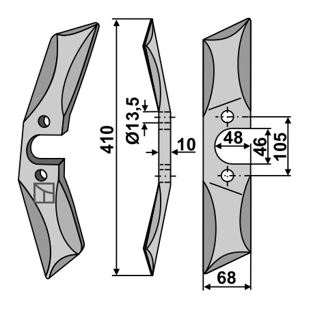 Couteau de herses à bêches rotatives droit en acier au bore, gauche - AG006459