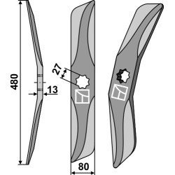 Couteau de herses à bêches rotatives droit en acier au bore, gauche - AG006457