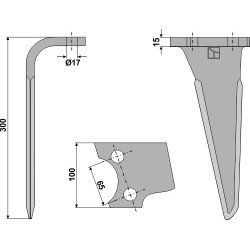 Dent pour herses rotatives, modèle gauche - AG000118