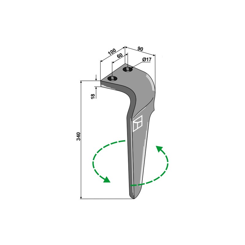 Dent pour herses rotatives, modèle gauche - Regent - EB8300014