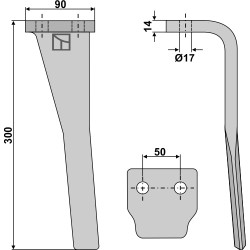 Dent pour herses rotatives, modèle gauche - Sicma - 092800